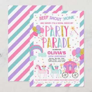 Drive By Birthday Parade Invitation Pink Princess