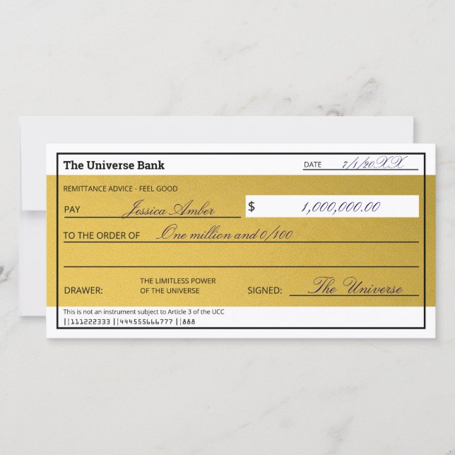 Droit d'attraction Elegant Gold Abundance Check (Devant)