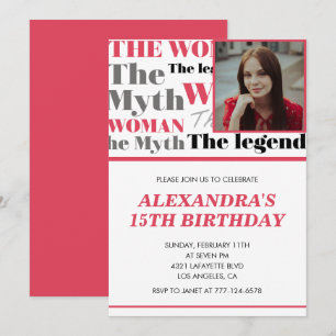 Drôle 15e anniversaire invitation Photo Myth Legen