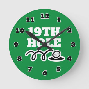 Drôle 19ème trou club de golf horloge murale avec