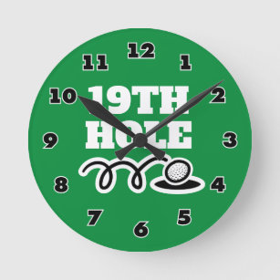 Drôle 19ème trou club de golf horloge murale avec 