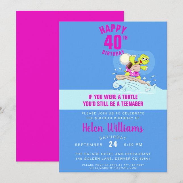 Drôle 40ème anniversaire invitation (Devant / Derrière)