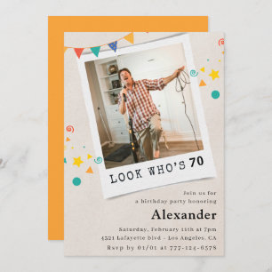 Drôle 70e anniversaire invitations Hommes Fun Phot