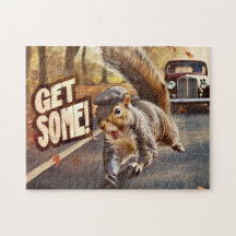 Drôle Action Écureuil Jigsaw Puzzle "Obtenez-en"