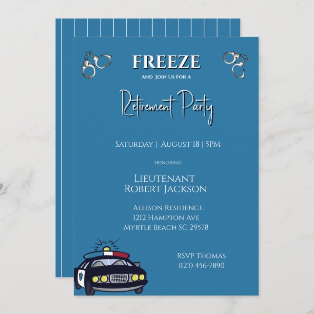 Drôle agent de police de retraite Invitation (Devant / Derrière)