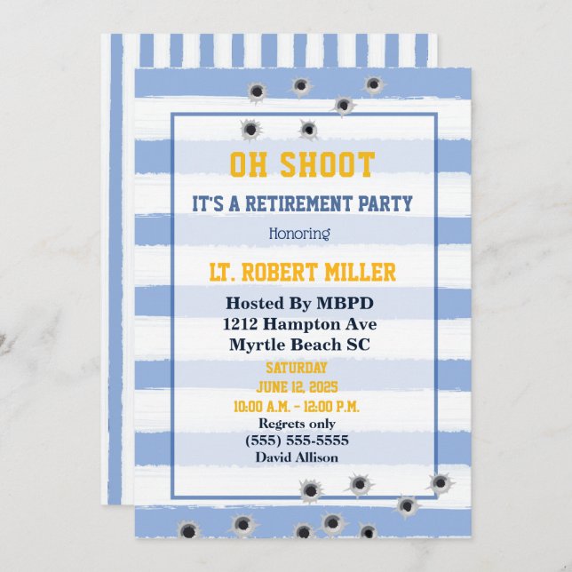 Drôle agent de police Retraite Partie Invitation (Devant / Derrière)