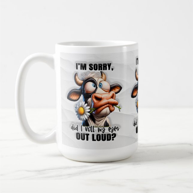 Drôle Ai-Je Roulé Mes Yeux Heifer Cow Mug (Gauche)