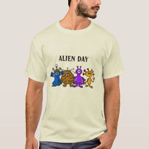 Drôle Aliens De Dessin Tout Autour Du T-shirt