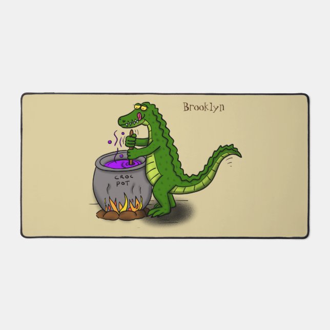 Drôle alligator vert cuisine dessin animé (Recto)