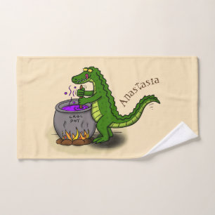 Drôle alligator vert cuisine dessin animé