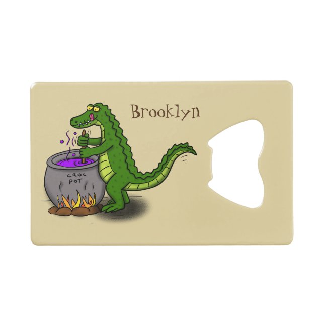 Drôle alligator vert cuisine dessin animé (Devant (Horizontal))