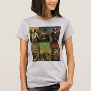 Drôle Animaux Vintages Montage T-shirt Femme