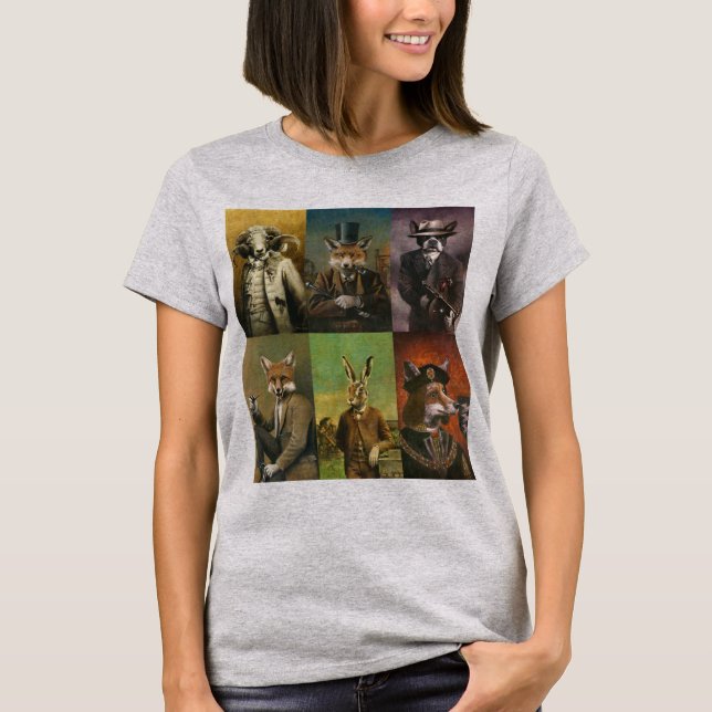 Drôle Animaux Vintages Montage T-shirt Femme (Devant)