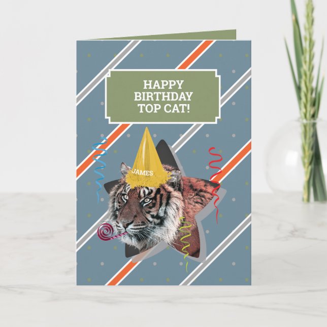 Drôle Anniversaire Carte Avec Tigre (Devant)