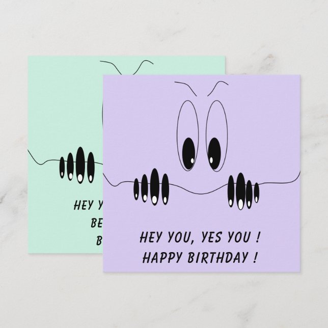 Drôle Anniversaire Carte Curiosity Eyes - Texte pe (Devant / Derrière)