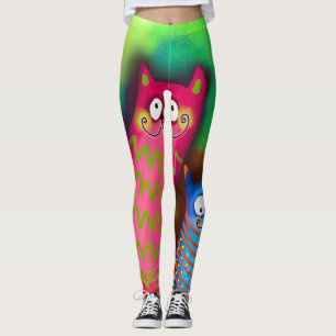 Drôle Artsy Colorful Amoureux des chats Leggings