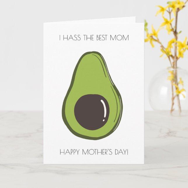 Drôle Avocado carte de fête des mères (Fleur jaune)
