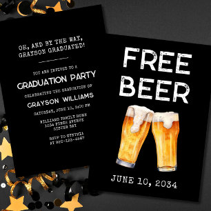 Drôle bière libre 2024 Graduation Party Invitation