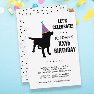 Drôle Black Lab Chien Anniversaire Fête Invitation