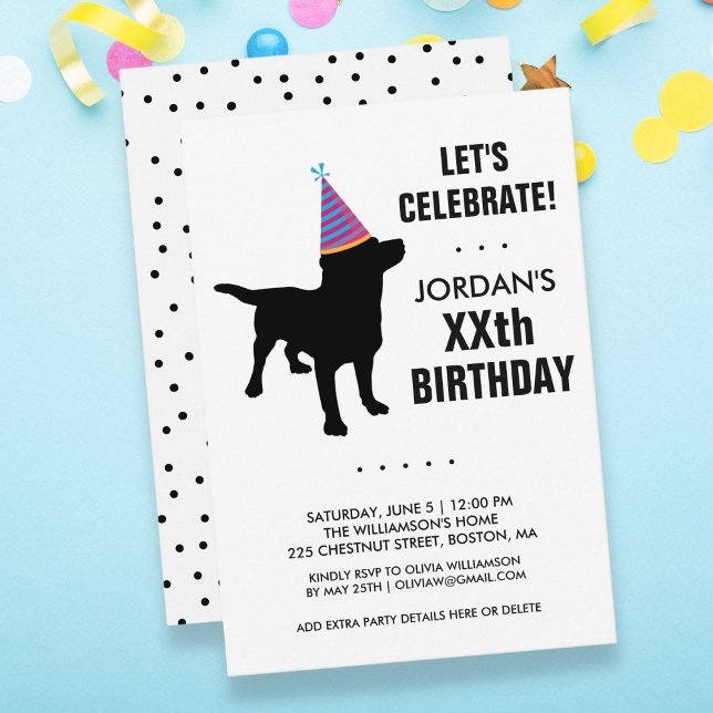 Drôle Black Lab Chien Anniversaire Fête Invitation (Créateur téléchargé)