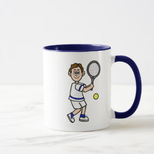 Drôle Brown Cheveux Homme de Tennis Joueur Mug