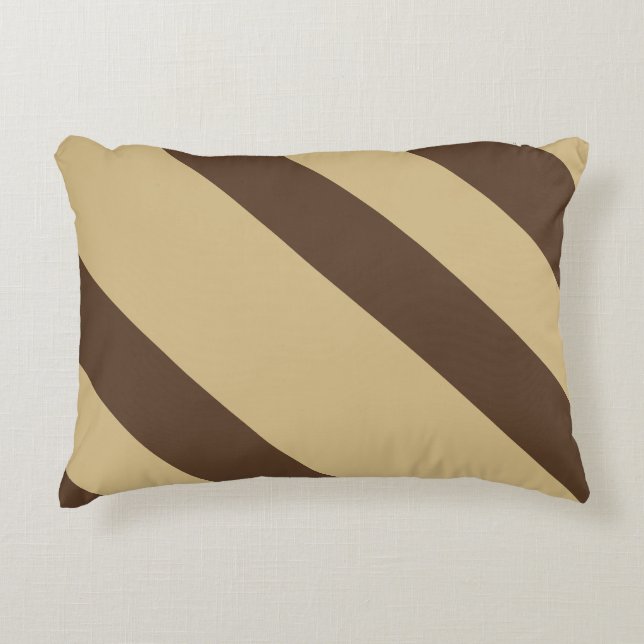 Drôle Brown Diagonal Stripes Coussin rond (Devant)