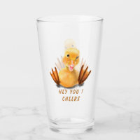 Drôle cadeau en verre avec un bon canard jouant -