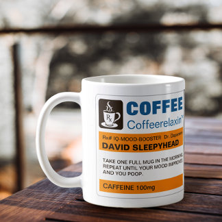 Drôle Café Caféine Rx Prescription Étiquettes Mugs