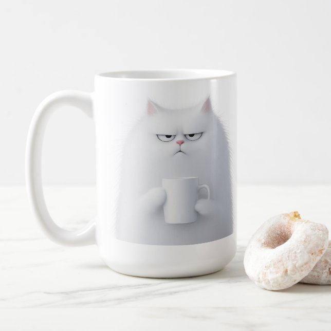 Drôle café de chat Mug | Cadeau pour amis de famil (Avec donut)