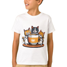 Drôle Café et catras pour enfants T-shirt