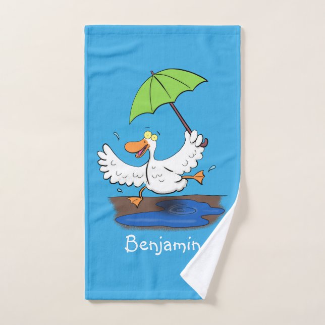 Drôle canard avec parapluie dessin animé (Serviette à main)