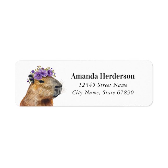 Drôle Capybara Adresse de retour Étiquettes (Devant)