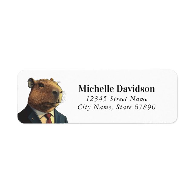 Drôle Capybara Adresse de retour Étiquettes (Devant)