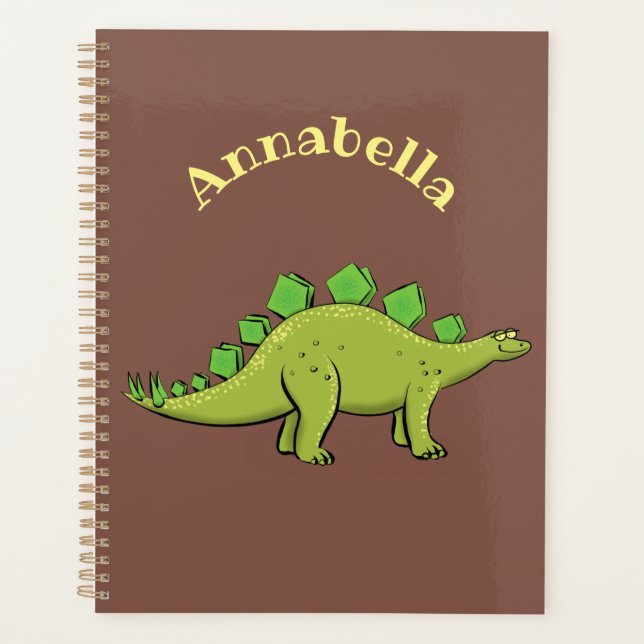 Drôle caricature de stegosaurus vert dinosaure (Devant)