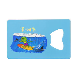 Drôle caricature de surf de lézard au cou