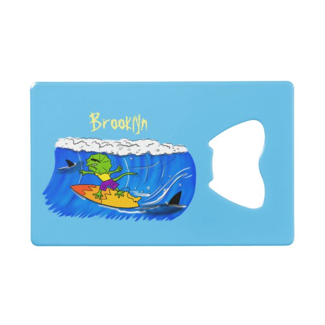 Drôle caricature de surf de lézard au cou (Devant (Horizontal))