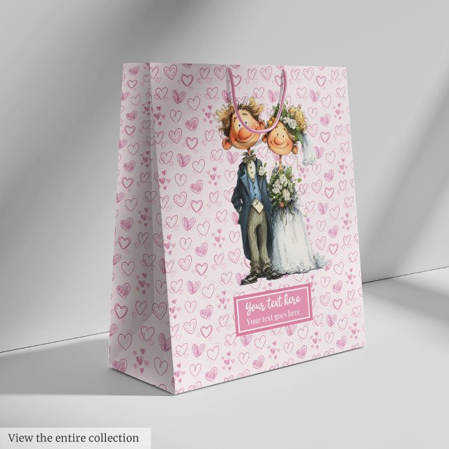 Drôle caricature marié sac cadeau (Funny cartoon bride groom gift bag)