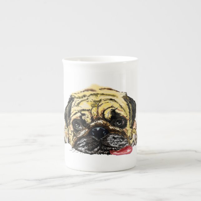 Drôle Carlin chien os Chine Mug (Devant)