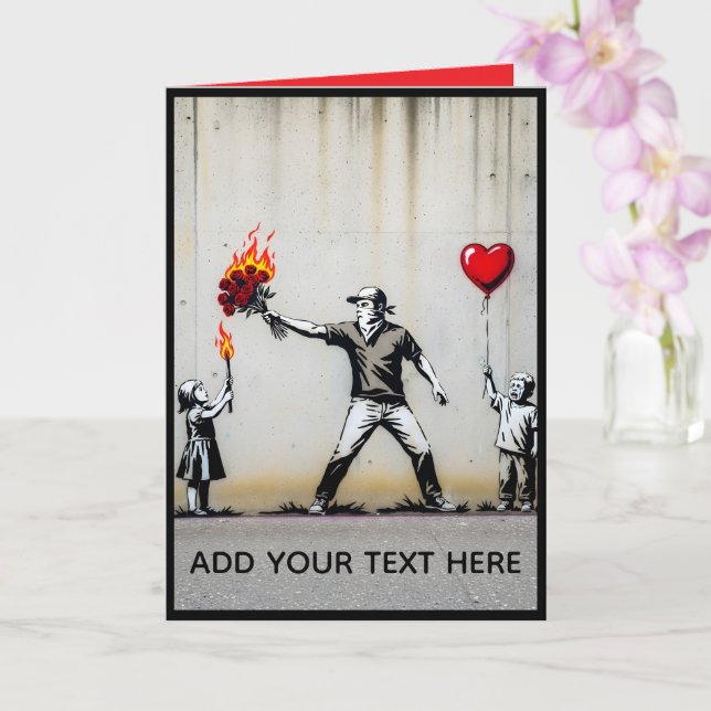 Drôle Carte Anti Saint-Valentin de Style Banksy (Orchidée)