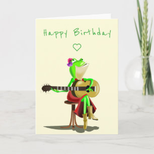Drôle carte d'anniversaire avec Frog Guitar Player