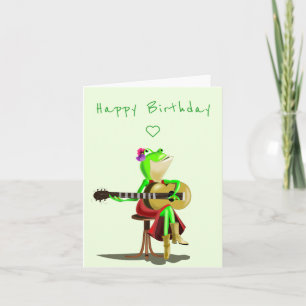 Drôle carte d'anniversaire avec grenouille Jouer d