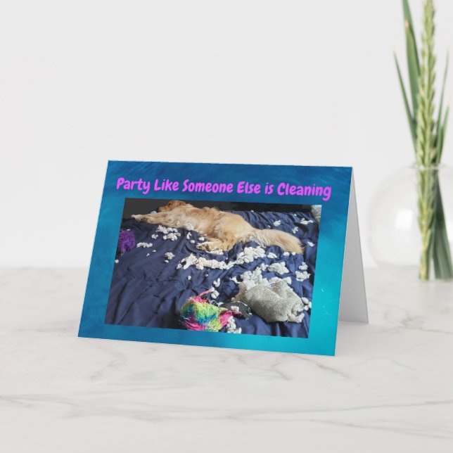 Drôle carte d'anniversaire Chien fait un grand éch (Devant)