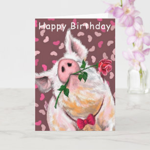 Drôle carte d'anniversaire Gentleman Pig Romantic