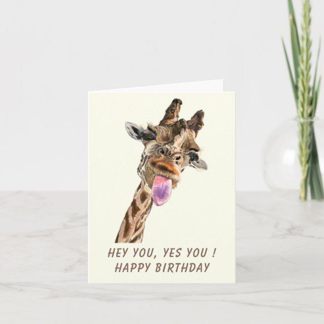 Drôle Carte d'Anniversaire Joueuse Giraffe - Smile (Devant)