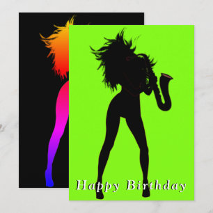 Drôle carte d'anniversaire Saxoplhone Joueuse Femm