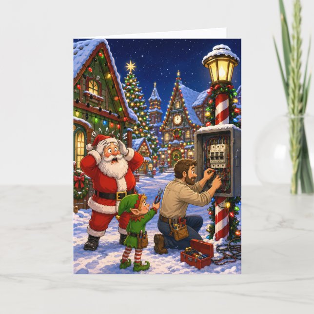 Drôle Carte de Noël d'Appréciation Client Électric (Devant)