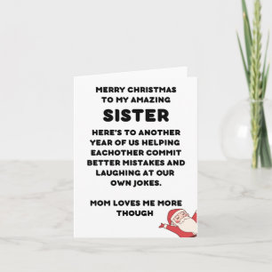 Drôle Carte de Noël Pour Soeur