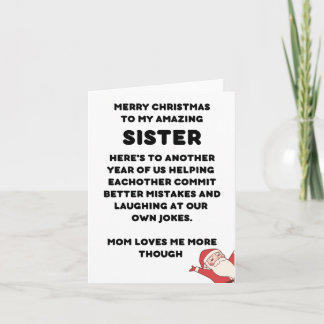 Drôle Carte de Noël Pour Soeur