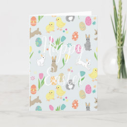 Drôle carte de Pâques avec lapins et oeufs