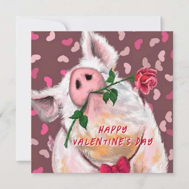 Drôle carte Saint Valentin avec Gentleman Pig (Devant)